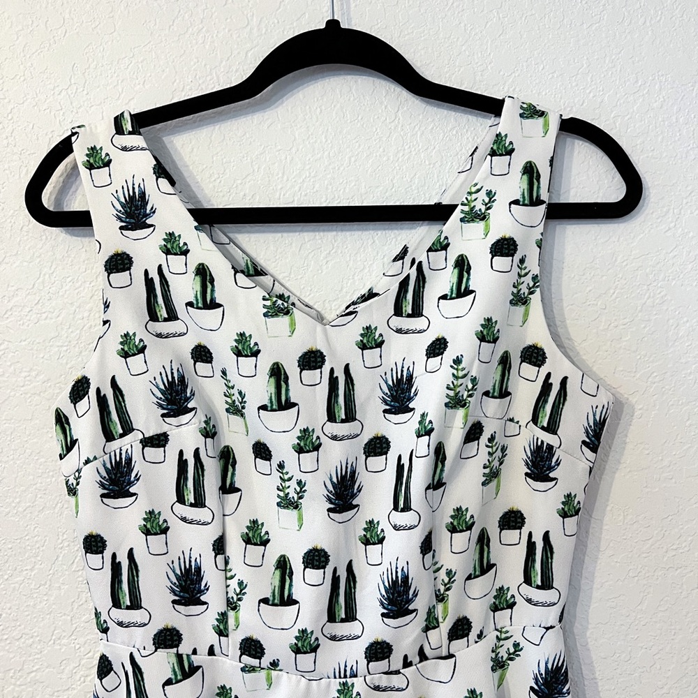 Cactus Print Midi Dress